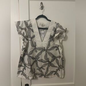 LOFT top. Black/white bow print. NWT. Lightweight cotton.